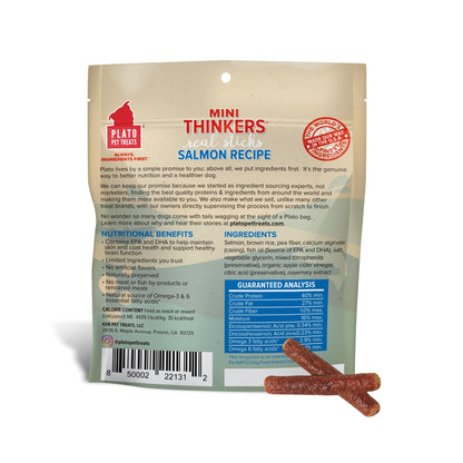Plato Meat Sticks Salmon Dog Treats, Air-Dried High-Protein Soft Chews with Omega Fish Oil (EPA & DHA), 10 oz