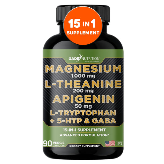 Gade Nutrition Magnesium Glycinate & Magneisum Supplements with Apigenin, L Theanine 200 mg, 5 HTP, GABA Calm Brain Booster Supplement Sleep Aid Ashwagandha L Tryptophan Chamomile GADE NUTRITION BOOST YOUR HEALTHBuy Supplements Australia