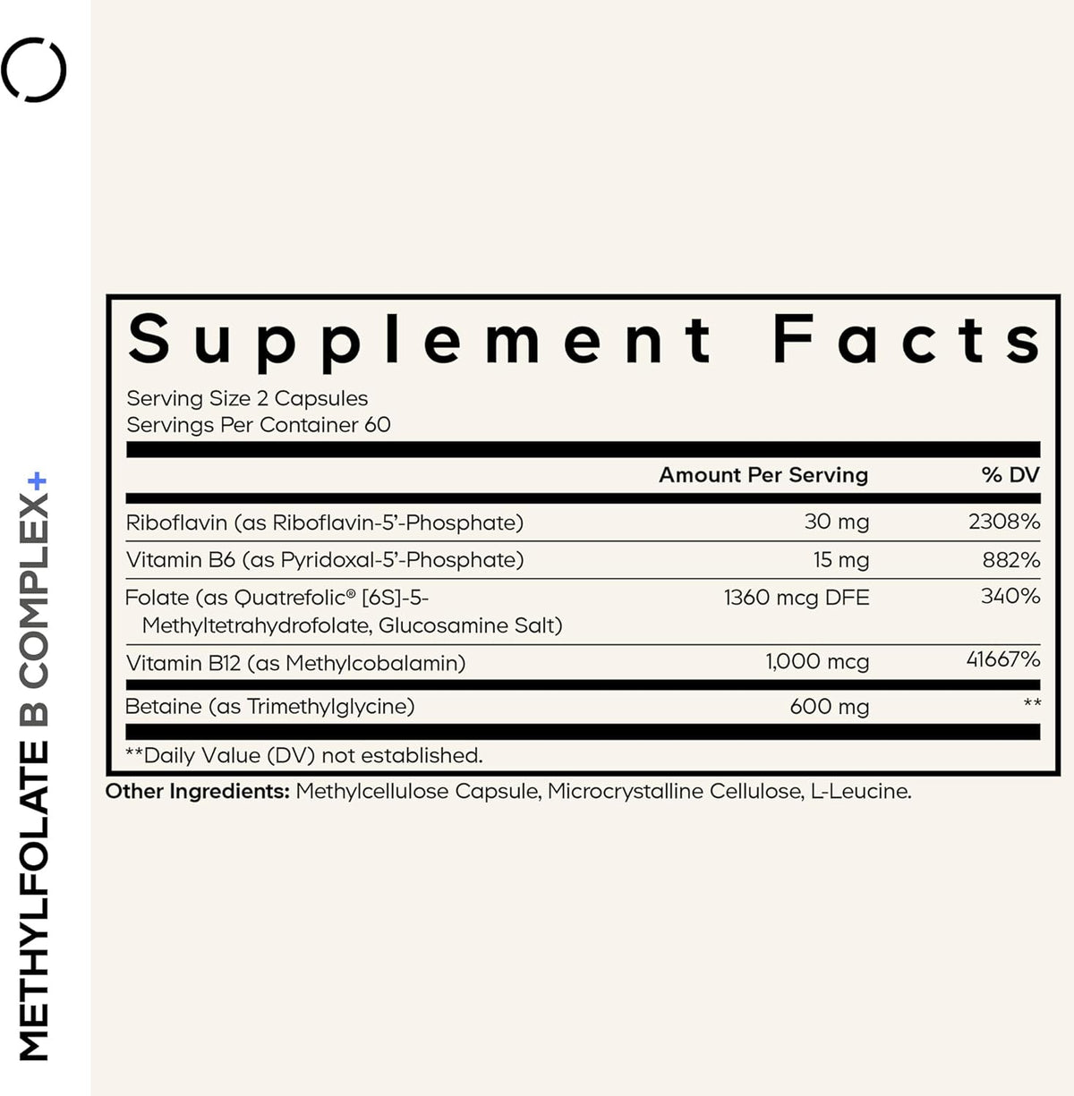 Codeage Methylfolate B Complex Supplements - 5 MTHF, Methylcobalamin 1000mcg Methylated Vitamin B12, Riboflavin, Betaine, Vitamins B6, Methylation Cycle MTHFR - 2 Months - 120 Capsules