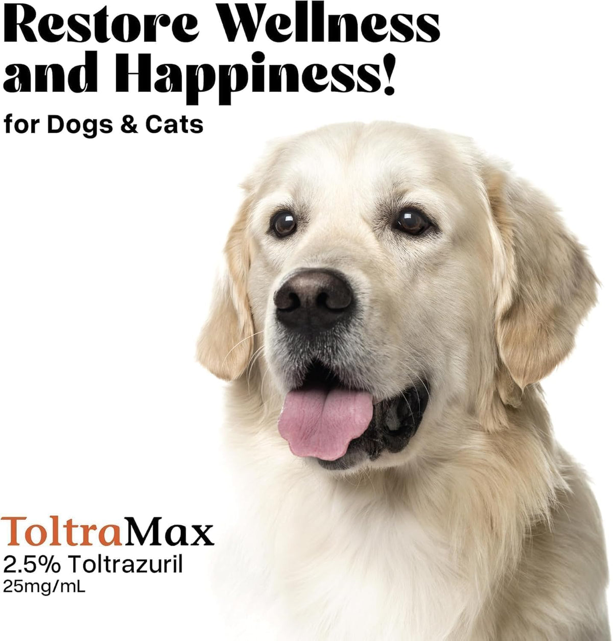 Toltrazuril 2.5% for Horses, Dogs, Cats, 60mL/2 Ounce, for Non-Food Chain Animals, Peanut Butter