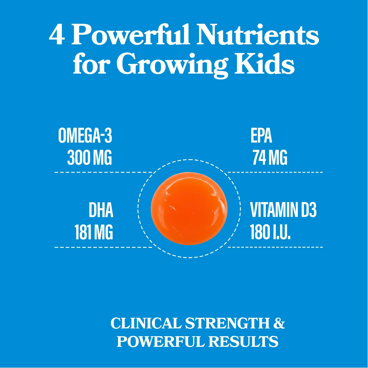 DAIKEN High Concentration Kids Fish Oil Omega-3 Gummies, No Sugar Added, Individually Wrapped, 300 mg Omega-3 (DHA & EPA) with Vitamin D3 for Kid, 30 Count, Tropical Fruit Flavor, Norwegian Sourced