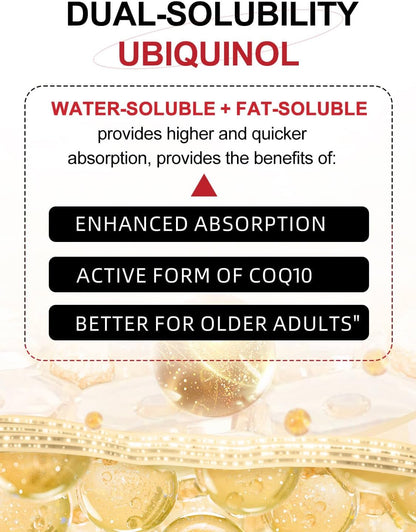 DRFOSTER Ubiquinol CoQ10 400mg Softgels, with PQQ & Vitamin E, 120 Servings | Active Ubiquinol, Coq10 400mg, Black Pepper for Max Absorption, Allergen-Free, Powerful Antioxidant, Brain & Energy Support