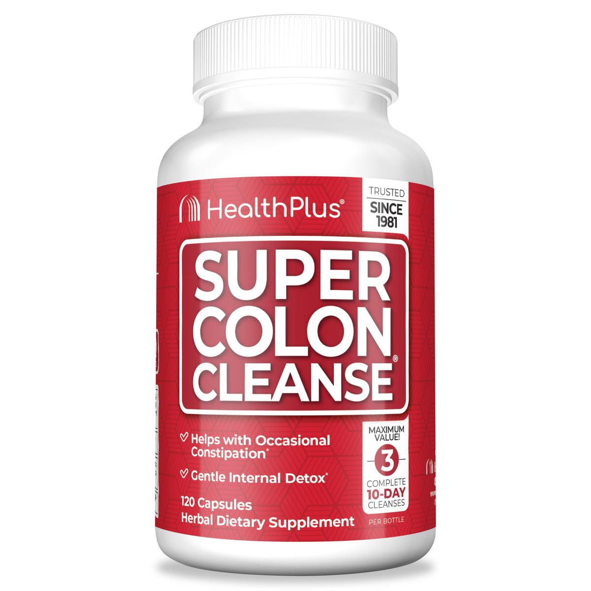 Health Plus Super Colon Cleanse Detox Capsules, 60 Day Supply, 240 Ct | Capsules with senna and psyllium husk, 120 servings; may support occasional constipation relief and gentle gut cleansing