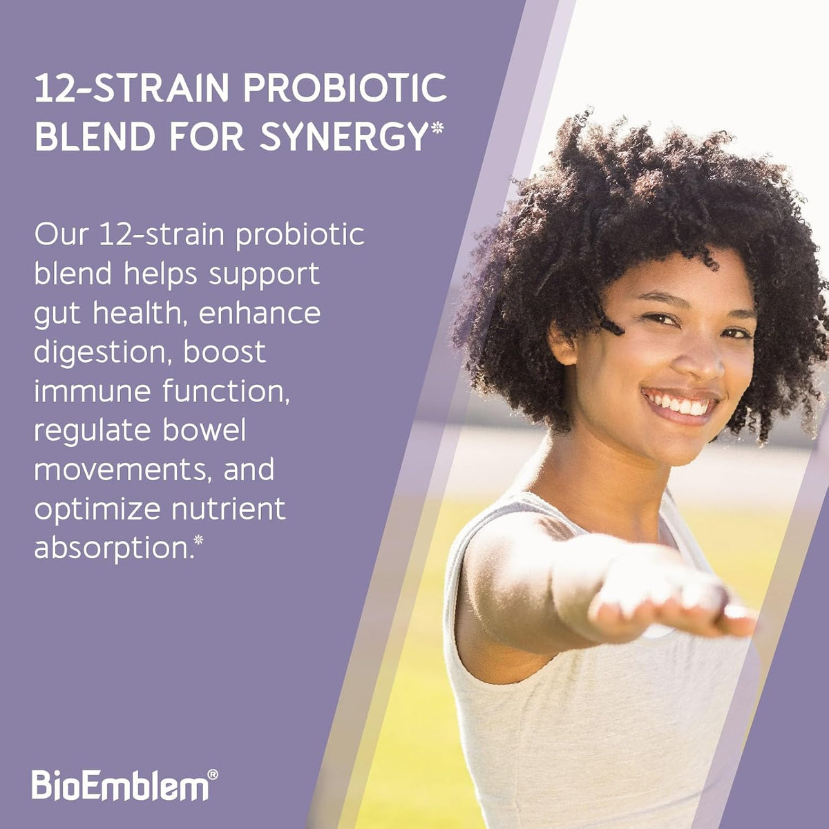 BioEmblem Digestive Enzymes - 10 Enzymes w/ 12 Strain 1 Billion CFU Probiotics for Nutrient Absorption & Digestive Support - Papaya, Bromelain & Papain to Help Bloating & Gas - Non-GMO - 60 Capsules