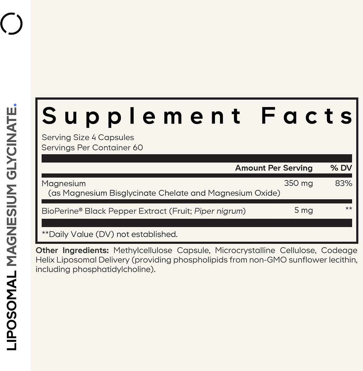 Codeage Liposomal Magnesium Glycinate Supplement, 2-Month Supply, Bisglycinate Magnesium Chelate, Chelated Magnesium Mineral Pills, BioPerine Black Pepper Vitamins Capsules, Non-GMO Vegan, 240 ct