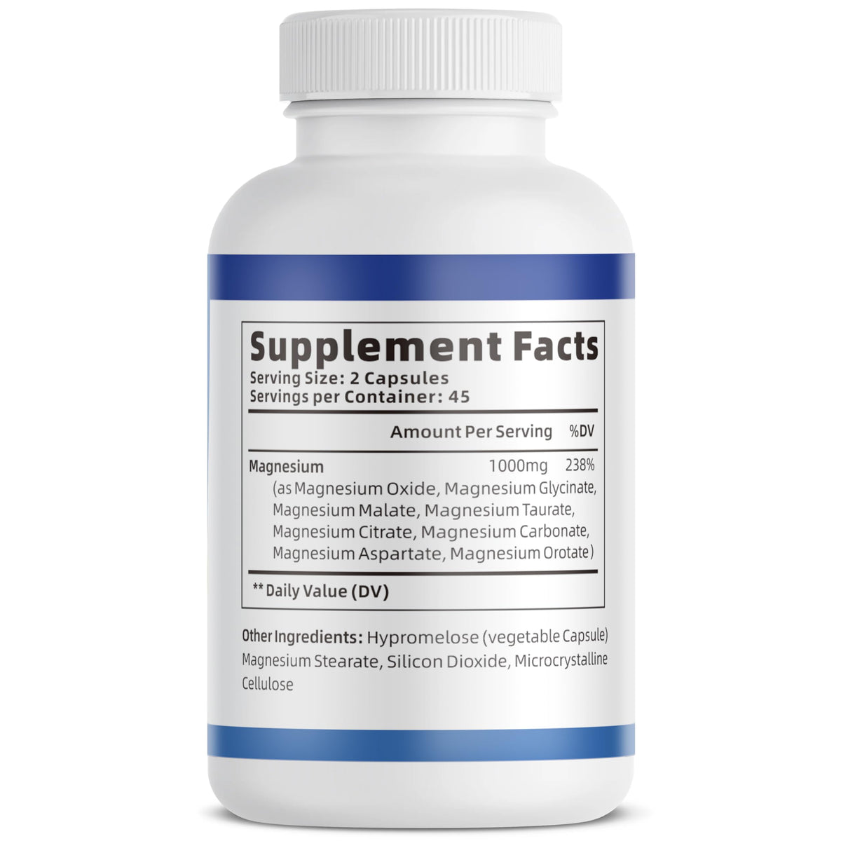 8 Magnesium Complex for Women, Maximum Absorption* 1000mg Formula – Supports Healthy Muscles, Bones, Nerves & Overall Body Functions, Premium Non-GMO Supplement, 90 Capsules