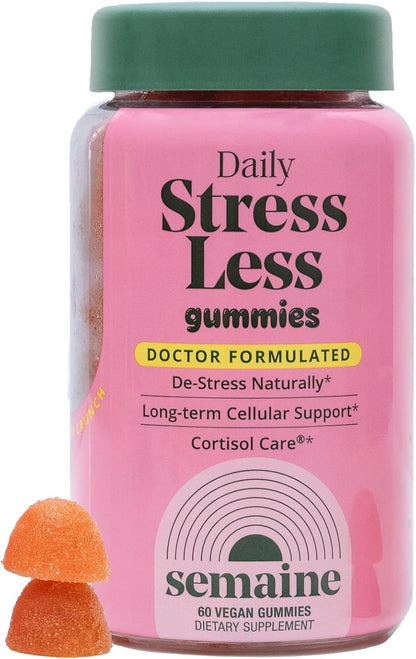 Semaine Stress Less Gummies - Calm Gummies for Adults, Stress Relief Supplement for Women, Cortisol Supplements for Women with Taurine & Lemon Balm, Cortisol Care Blend, 60 Count
