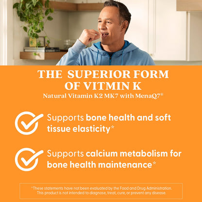 Doctor's Best Natural Vitamin K2 MK7 Supplement for Men & Women - Bone Health Support, 45 mcg Vitamin K-2 MK-7 Capsules with MenaQ7, Calcium Support, Non GMO, Vegan - 60 Veg Caps