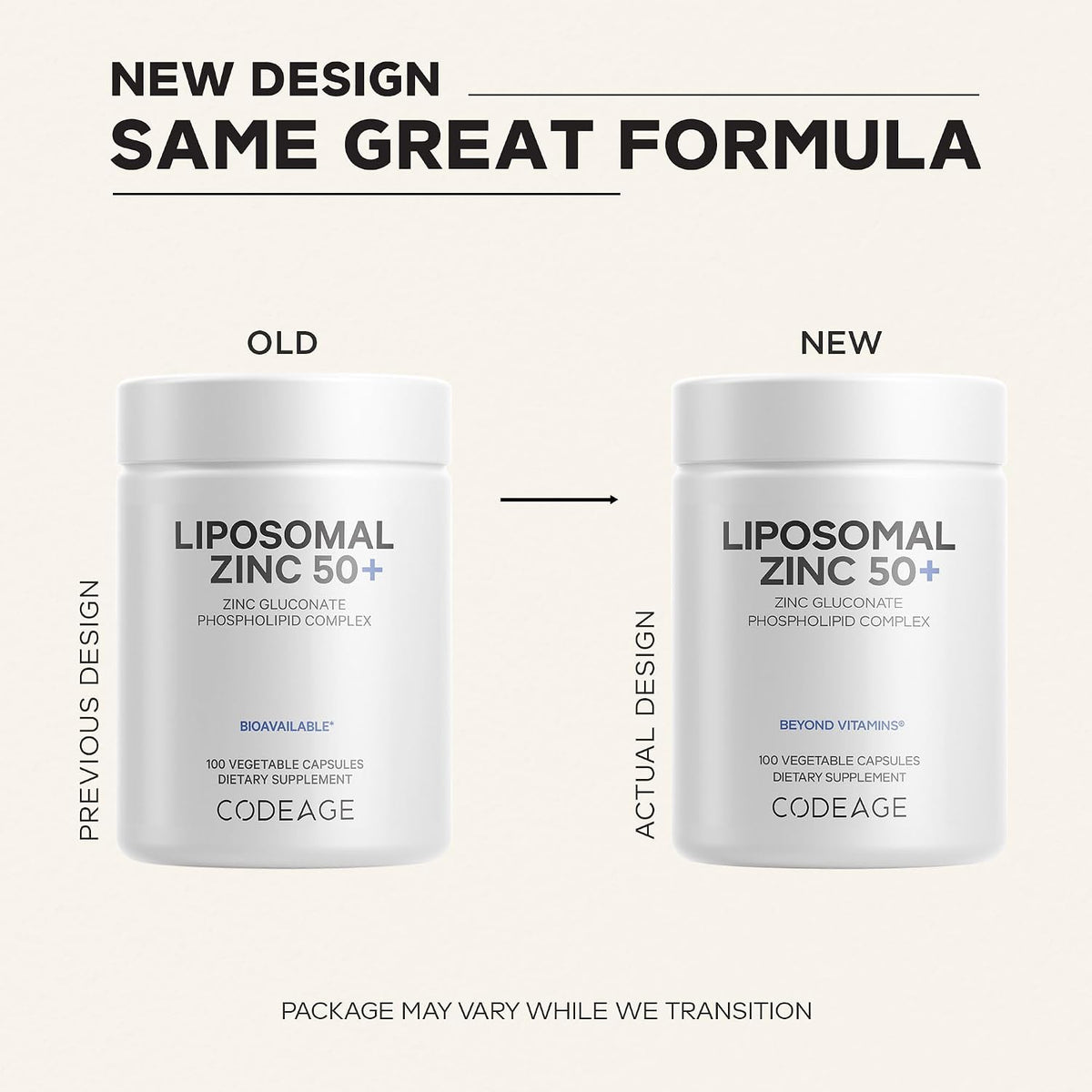 Codeage Liposomal Zinc 50mg, Zinc Gluconate, Vegan, 100 Capsules | Zinc gluconate 50mg, liposomal delivery. One capsule per day. Three-month supply. Vegan, non-GMO.