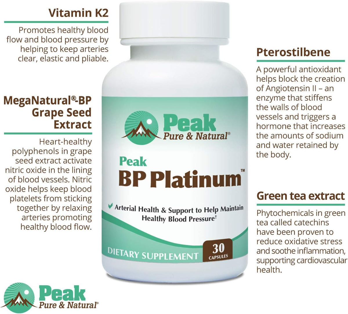 Peak Pure & Natural Peak BP Platinum from 30 Capsules