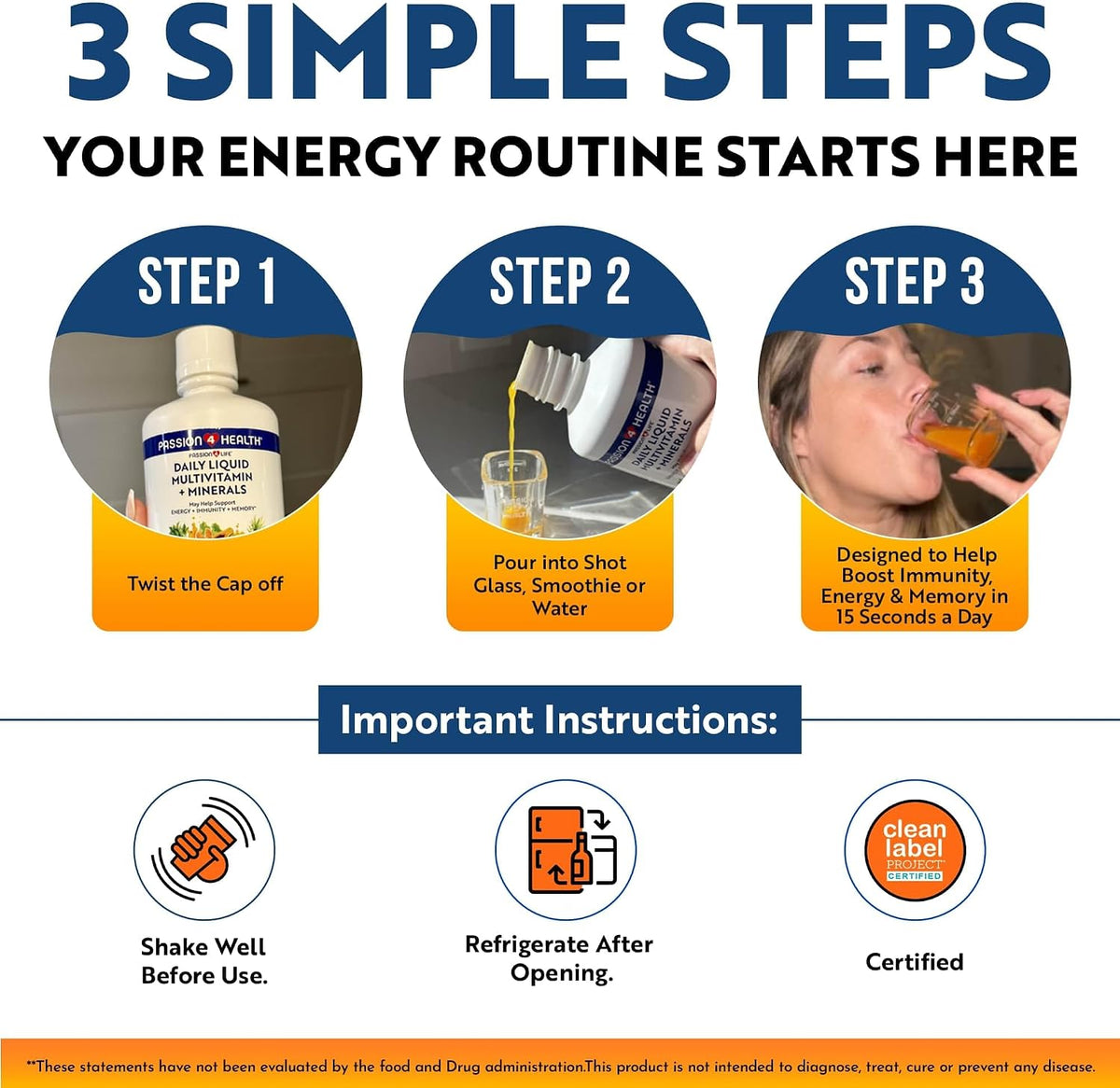 Passion 4 Life Daily Liquid Multivitamin + Minerals - Over 100 Premium Ingredients for the Whole Family - Trace Minerals and Amino Acids for All Ages