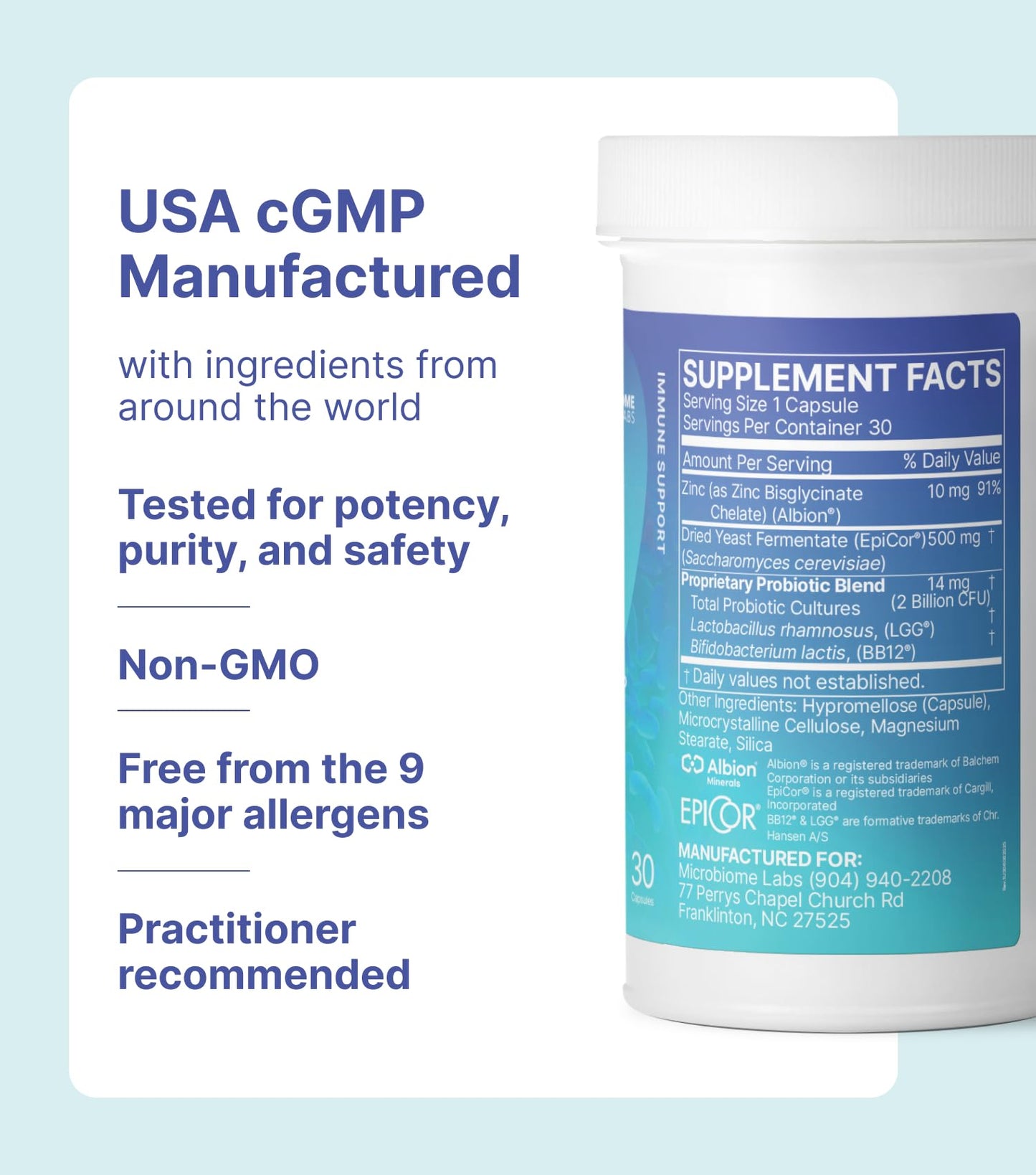 Microbiome Labs EpicDefense Probiotic + Postbiotic Combo - Immunobiotic Formula with LGG, BB-12 & Epicor - Daily Immune System Support - Respiratory Comfort