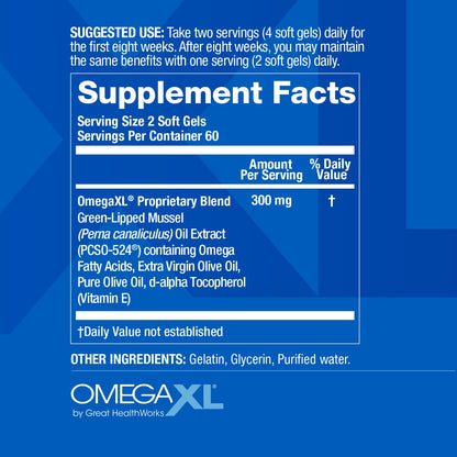 OmegaXL Joint Support Supplement - Natural Muscle Support, Green Lipped Mussel Oil, Soft Gel Pills, Drug-Free, 120 Count OmegaXLBuy Supplements Australia
