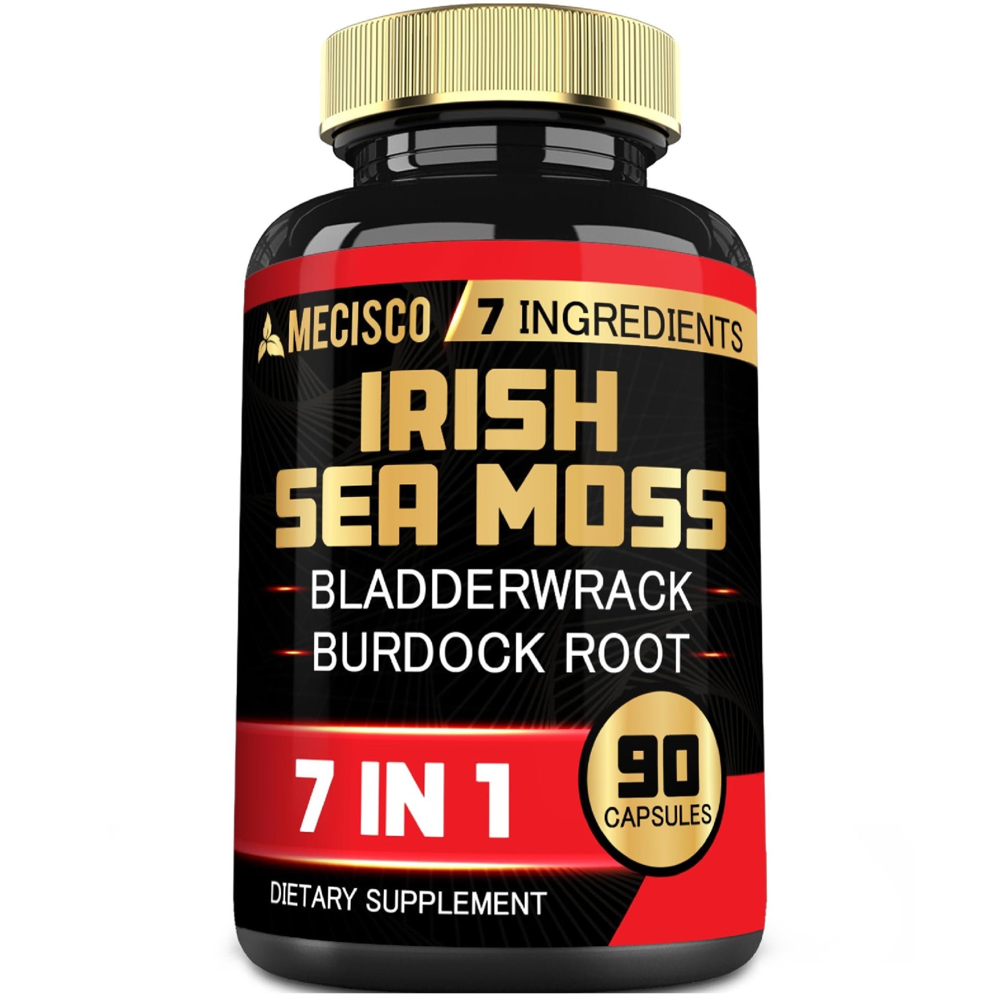 7in1 Irish Sea Moss Capsules 6750 Mg with Organic Bladderwrack & Burdock Root, Turmeric, Apple Cider Vinegar - Raw Seamos Pills for Hair, Skin, Thyroid Healths - 90 Caps for 3-Month Supply - dailyvitalstore