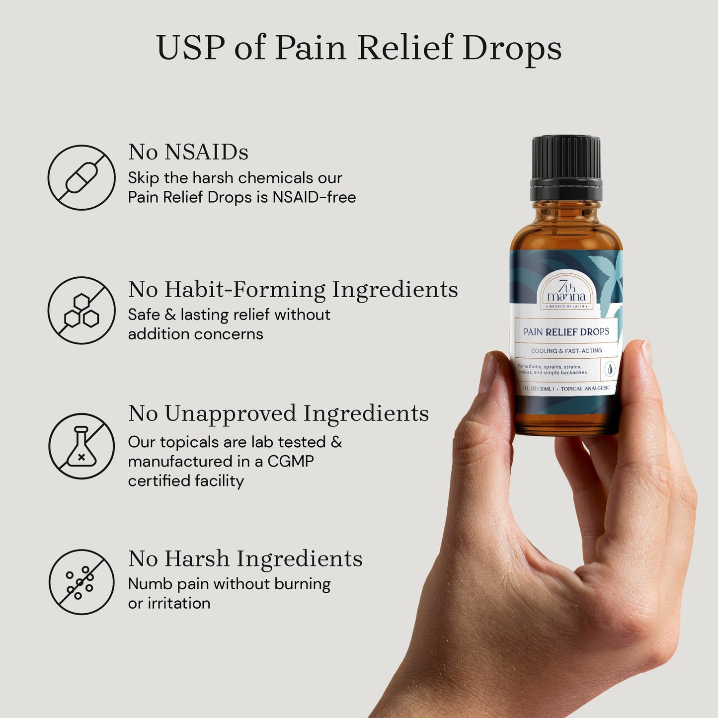 7th Manna Muscle Rub for Joint & Muscle Pain Relief, Menthol Pain Relief Formula with Camphor - Fast-Acting, Quick Dry & No Residue, 30ml - Topical Pain Relief for Active Adults - dailyvitalstore