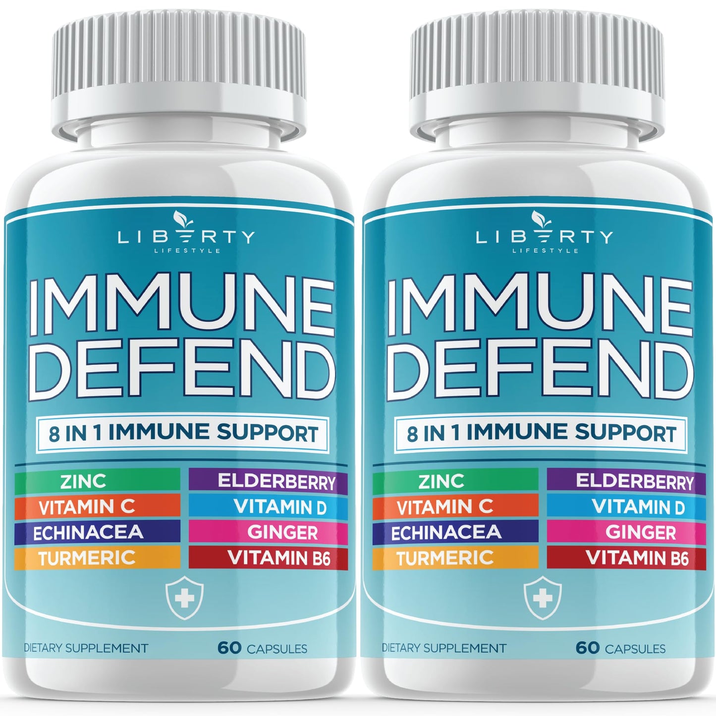 8 in 1 Immune Defense Support, Immunity Vitamins Supplement Booster Zinc 50mg, Vitamin C Elderberry VIT D3 5000 IU, Turmeric Curcumin & Ginger - dailyvitalstore