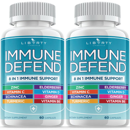8 in 1 Immune Defense Support, Immunity Vitamins Supplement Booster Zinc 50mg, Vitamin C Elderberry VIT D3 5000 IU, Turmeric Curcumin & Ginger - dailyvitalstore