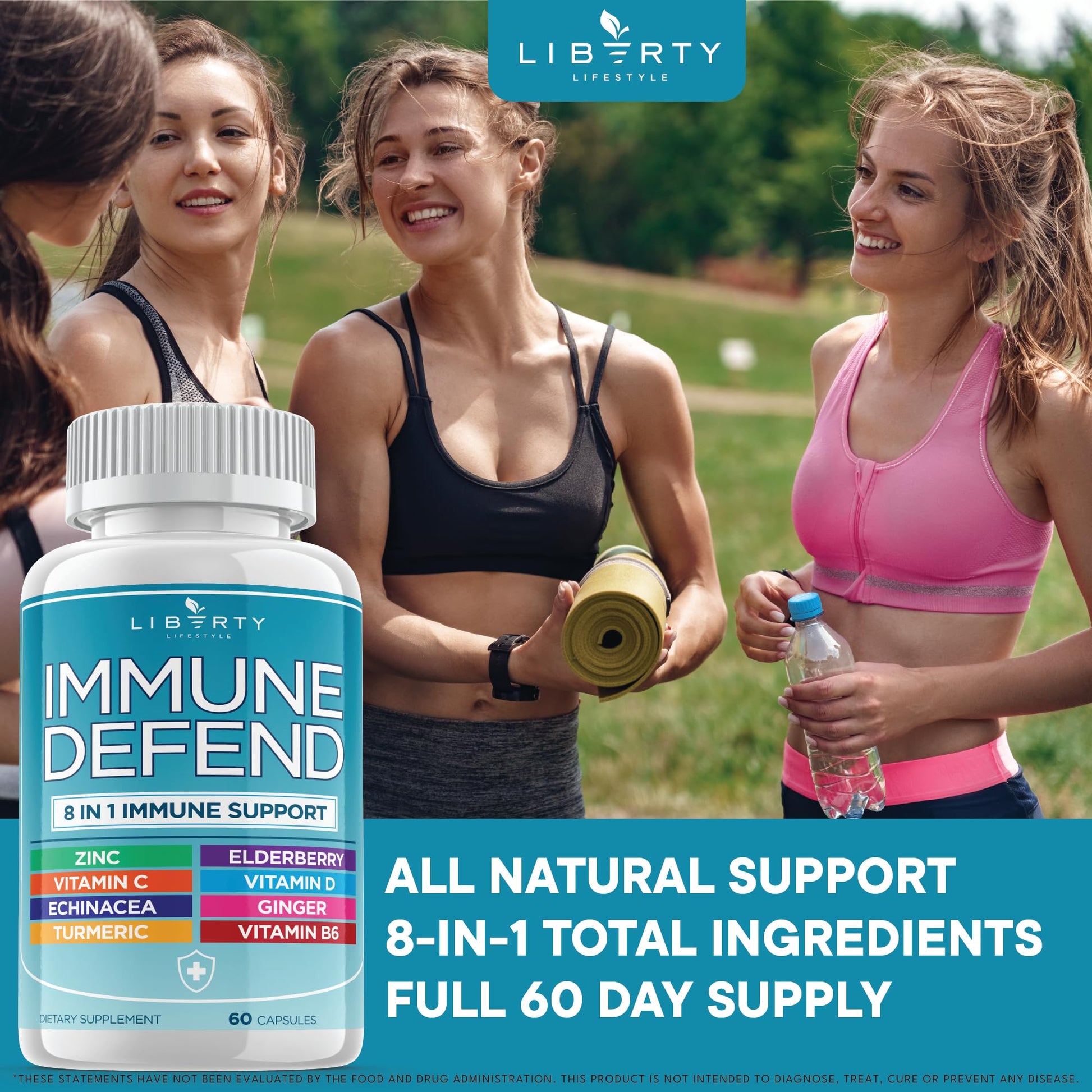 8 in 1 Immune Defense Support, Immunity Vitamins Supplement Booster Zinc 50mg, Vitamin C Elderberry VIT D3 5000 IU, Turmeric Curcumin & Ginger - dailyvitalstore