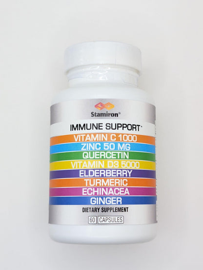 8 in 1 Immune Support with Quercetin Zinc 50mg Vitamin C 1000mg Vitamin D3 5000 IU and Elderberry Echinacea Ginger for Adults Kids - VIT D Supplement Veg Capsules - dailyvitalstore