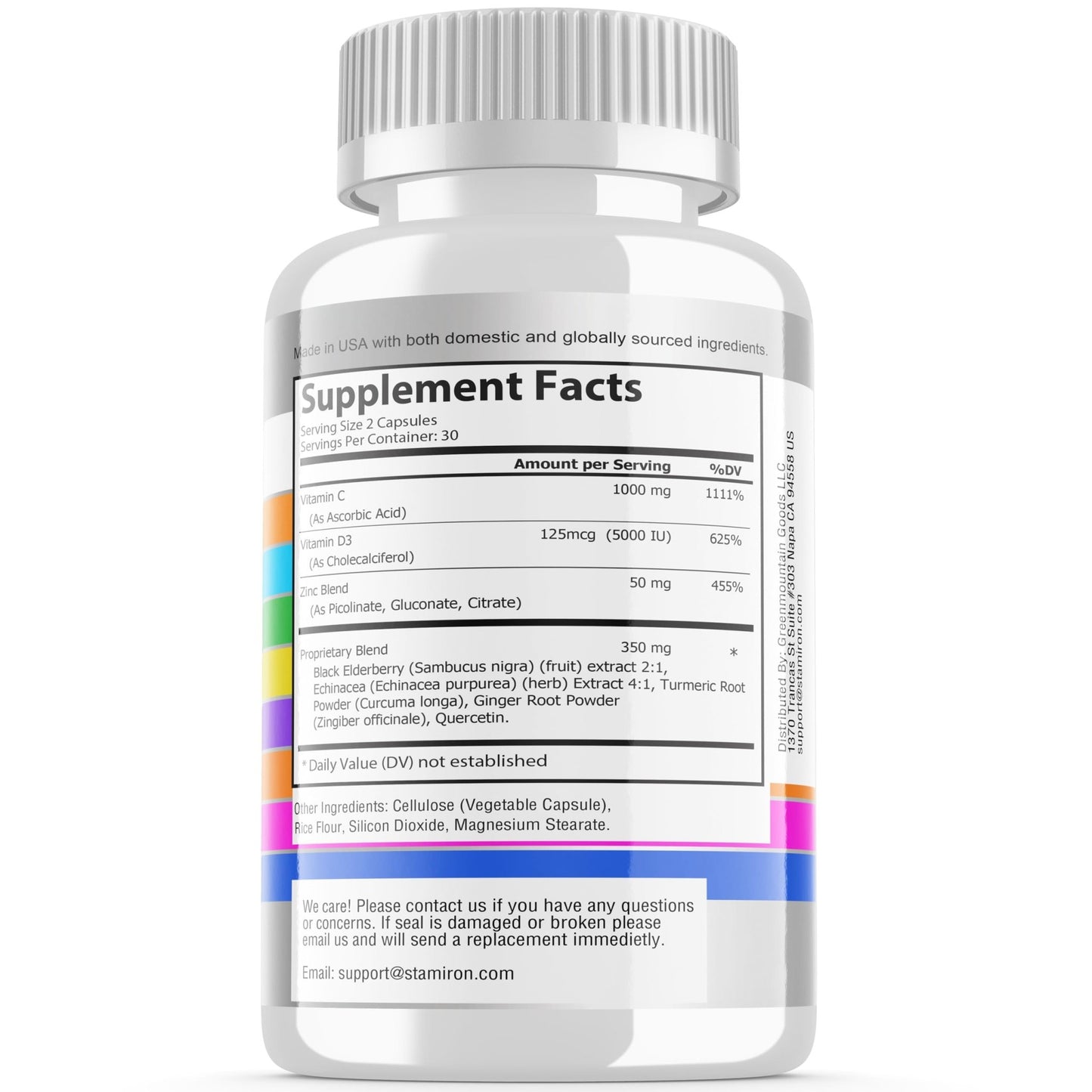 8 in 1 Immune Support with Quercetin Zinc 50mg Vitamin C 1000mg Vitamin D3 5000 IU and Elderberry Echinacea Ginger for Adults Kids - VIT D Supplement Veg Capsules - dailyvitalstore