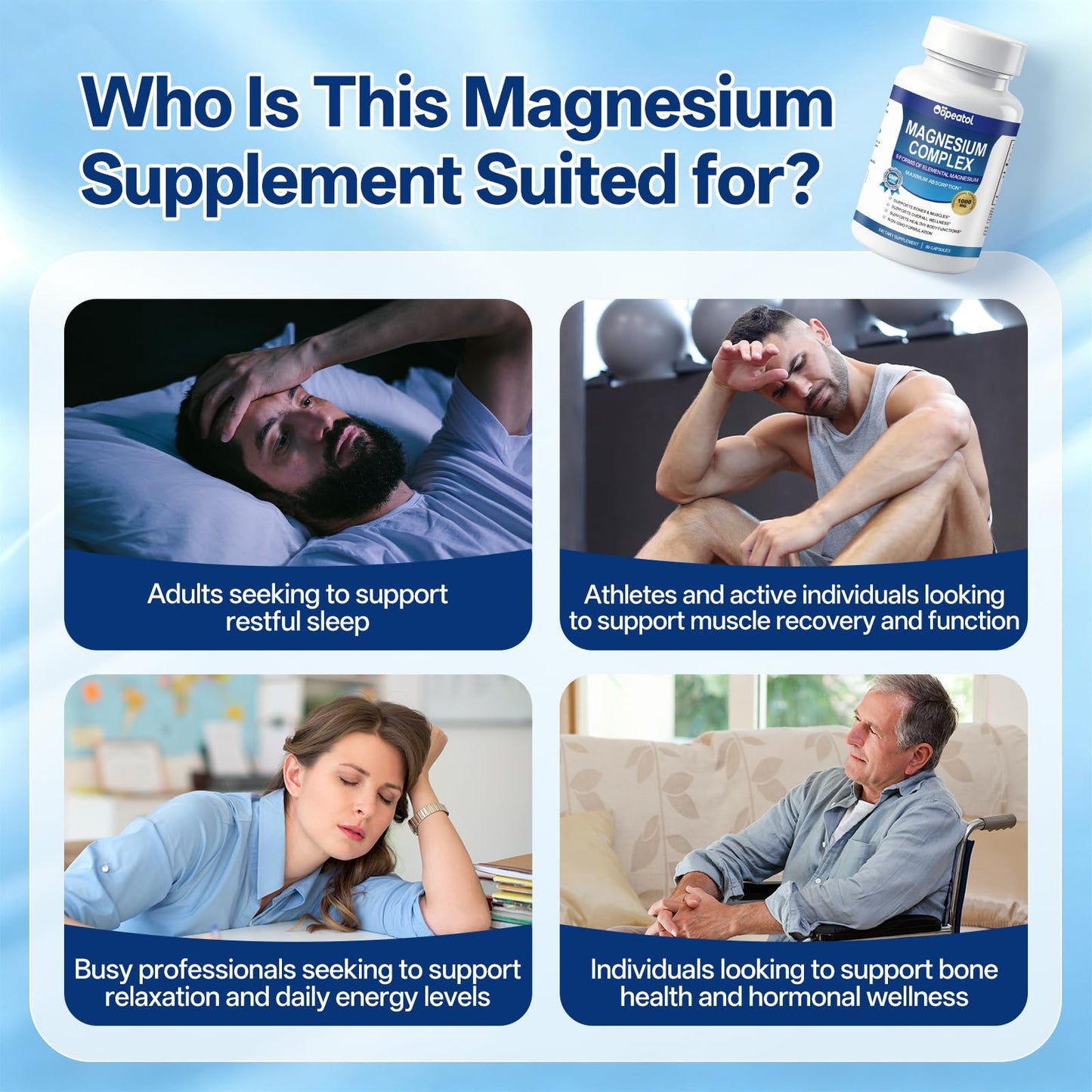 8 in 1 Magnesium Complex Capsules 1000mg for Women and Men - Highly Absorbable Magnesium Supplement Supports Muscle Relaxation Sleep & Energy | NSF Certified, GMP, Gluten Free, Vegan - dailyvitalstore