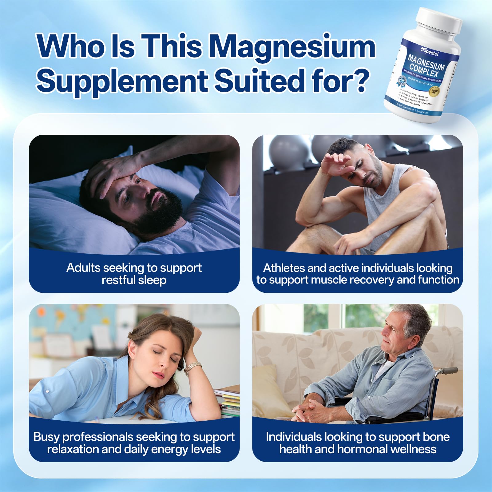 8 in 1 Magnesium Complex Capsules 1000mg for Women and Men - Highly Absorbable Magnesium Supplement Supports Muscle Relaxation Sleep & Energy | NSF Certified, GMP, Gluten Free, Vegan - dailyvitalstore