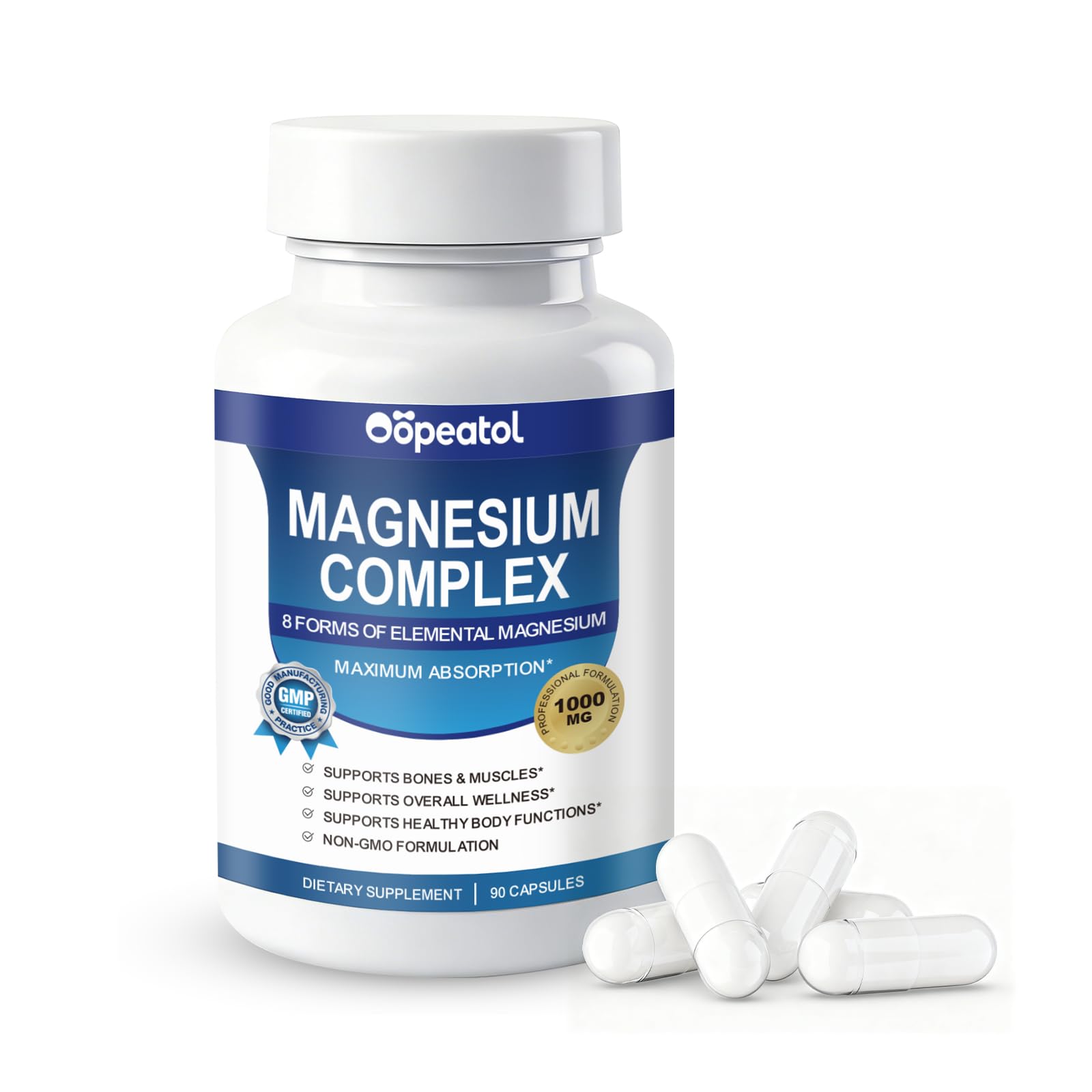 8 in 1 Magnesium Complex Capsules 1000mg for Women and Men - Highly Absorbable Magnesium Supplement Supports Muscle Relaxation Sleep & Energy | NSF Certified, GMP, Gluten Free, Vegan - dailyvitalstore