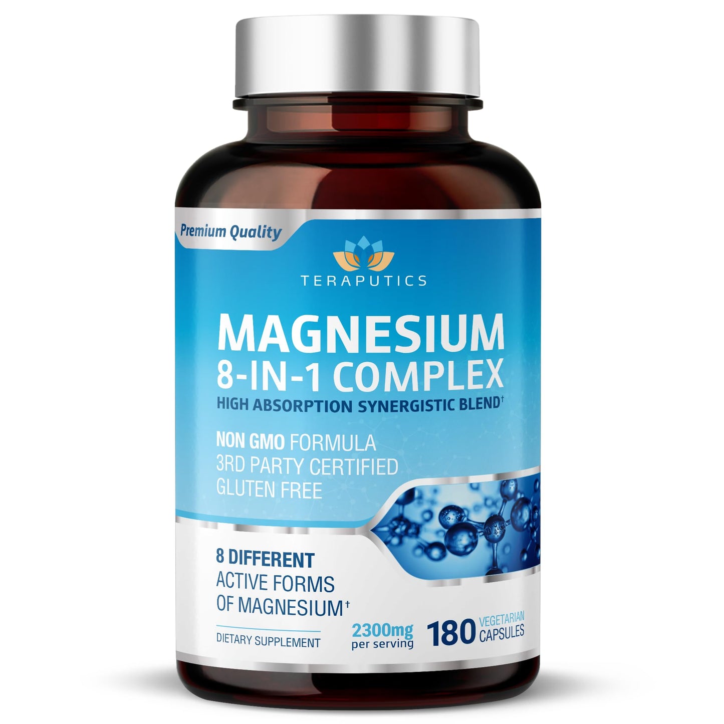 8 in 1 Magnesium Complex for Women & Men 426mg | 180 Vegan Capsules | MAG-8 Blend: Citrate, Bisglycinate, Malate, & More | Non-GMO Magnesio Complex Supplement | Provides 100% Daily Recommended Value - dailyvitalstore