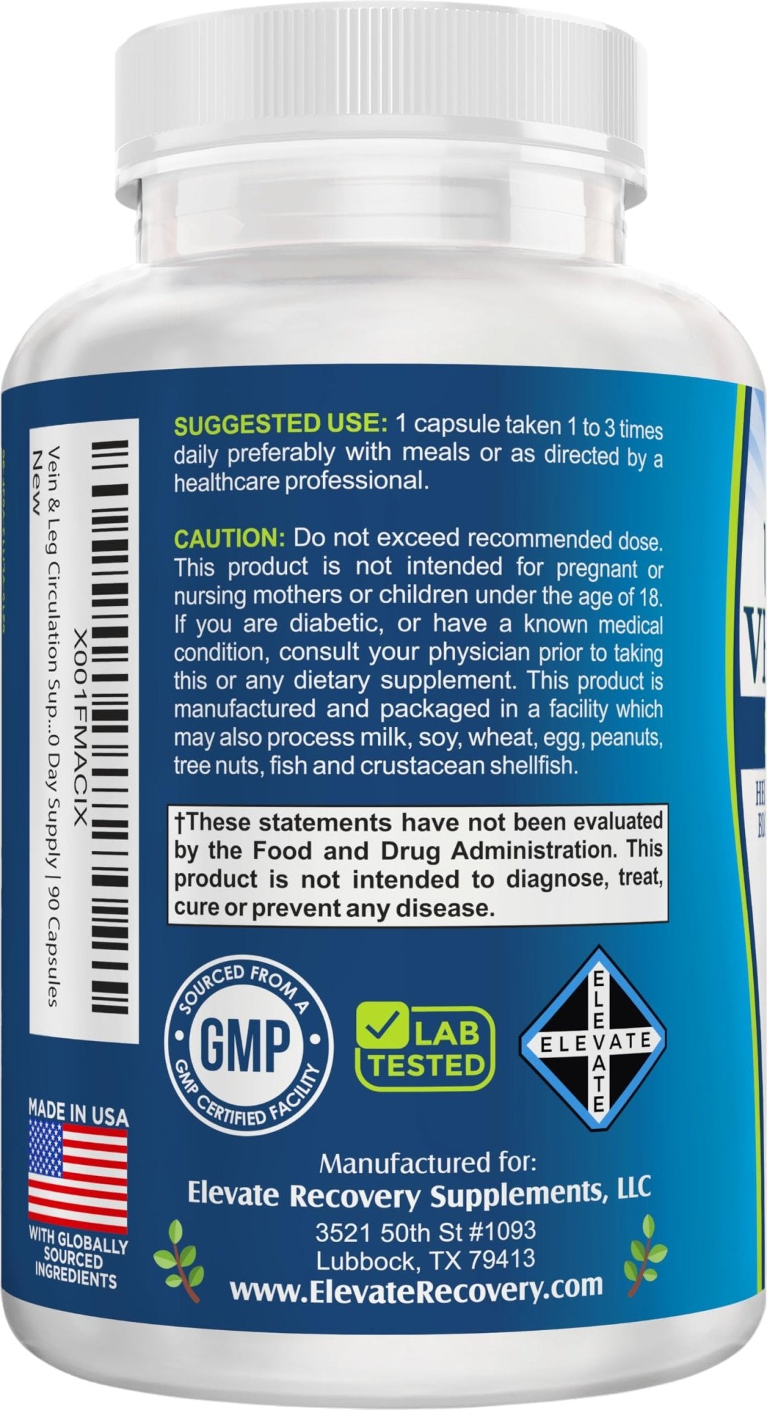 8-in-1 Vein & Leg Health Circulation Support Supplements | Leg + Vein Formula | Circulatory Support Supplement | 1-Month Supply | 90 Capsules - dailyvitalstore