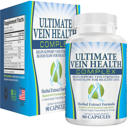 8-in-1 Vein & Leg Health Circulation Support Supplements | Leg + Vein Formula | Circulatory Support Supplement | 1-Month Supply | 90 Capsules - dailyvitalstore