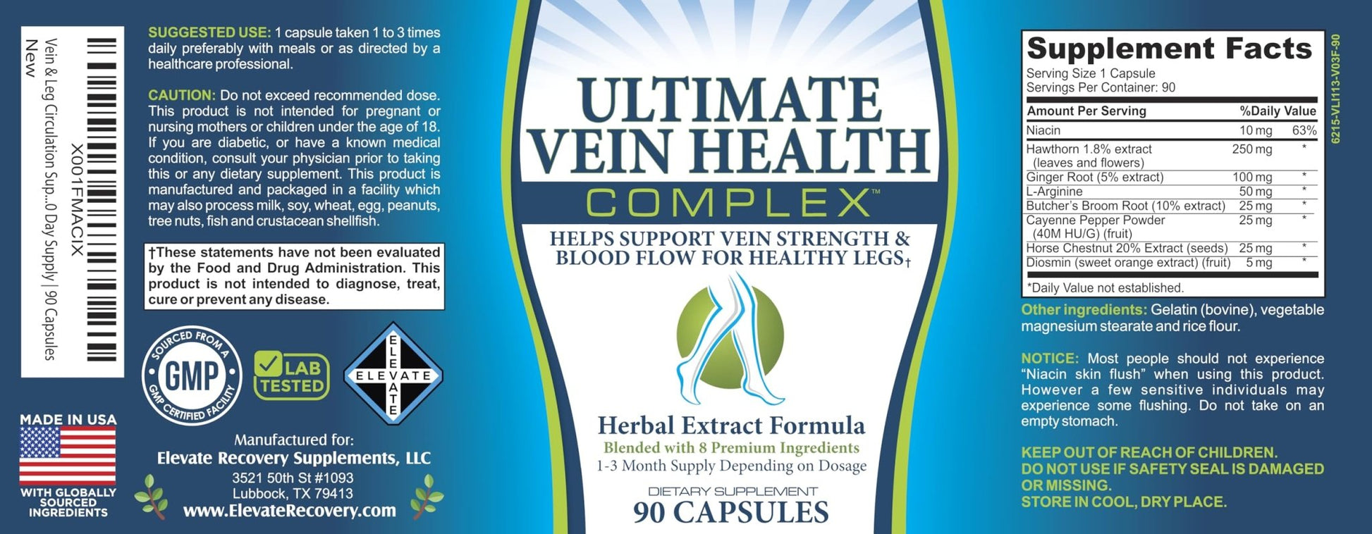 8-in-1 Vein & Leg Health Circulation Support Supplements | Leg + Vein Formula | Circulatory Support Supplement | 1-Month Supply | 90 Capsules - dailyvitalstore