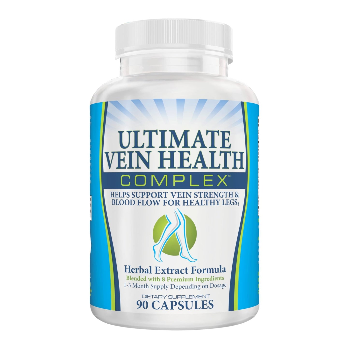 8-in-1 Vein & Leg Health Circulation Support Supplements | Leg + Vein Formula | Circulatory Support Supplement | 1-Month Supply | 90 Capsules - dailyvitalstore