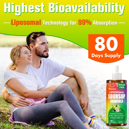 (80ML) Supplement Liquid Drops, 10 in 1 Soursop Multivitamin Drops with Leaf Extract & Sea Moss, for Cell Support & Regeneration, Immunity, Gut, Zzz, Skin & Antioxidant | 2.8 Fl Oz - 80 Days Supply - dailyvitalstore