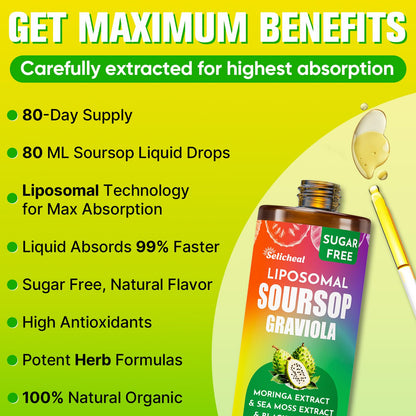 (80ML) Supplement Liquid Drops, 10 in 1 Soursop Multivitamin Drops with Leaf Extract & Sea Moss, for Cell Support & Regeneration, Immunity, Gut, Zzz, Skin & Antioxidant | 2.8 Fl Oz - 80 Days Supply - dailyvitalstore