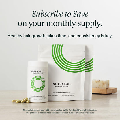 Nutrafol Women's Hair Growth Supplements, For Women 18-44 Years Old, Clinically Tested for Visibly Thicker, Stronger Hair, 100% Vegan Ingredients,