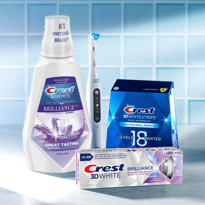 Crest 3D White Mouthwash, Teeth Whitening for Adults, 1L, 2 Pack, Alcohol Free Mouth Rinse, Breath Freshener, Antibacterial, Antiseptic,