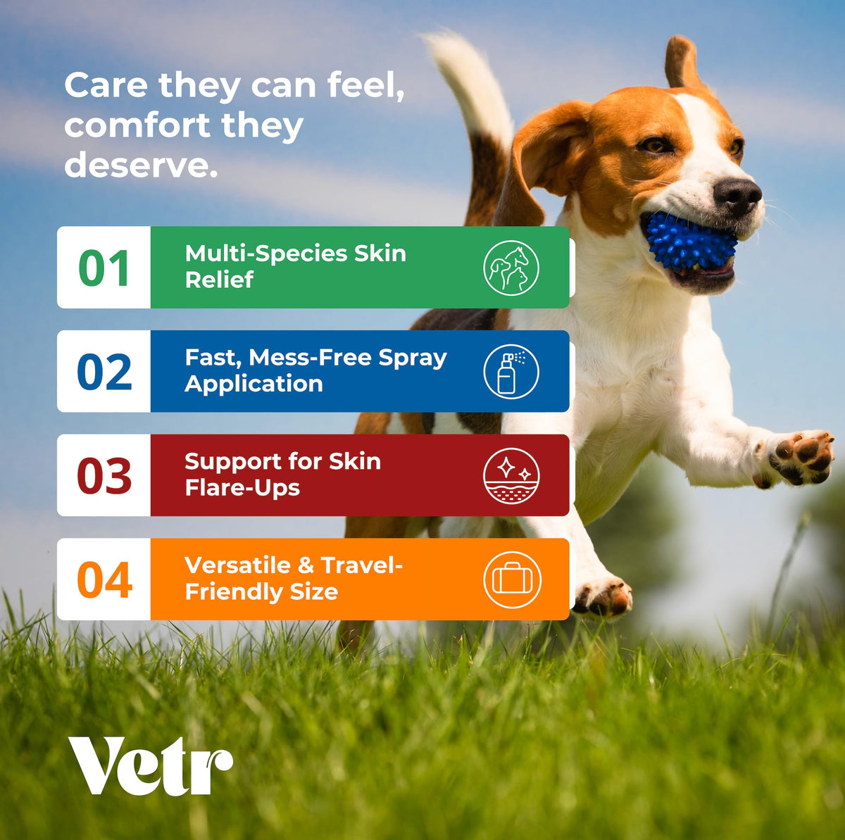 vetr Skin Relief Hydrocortisone Spray for Dogs - Topical Support for Itchy Skin and Hot Spots - 4 oz (120mL) - Vet-Formulated in USA