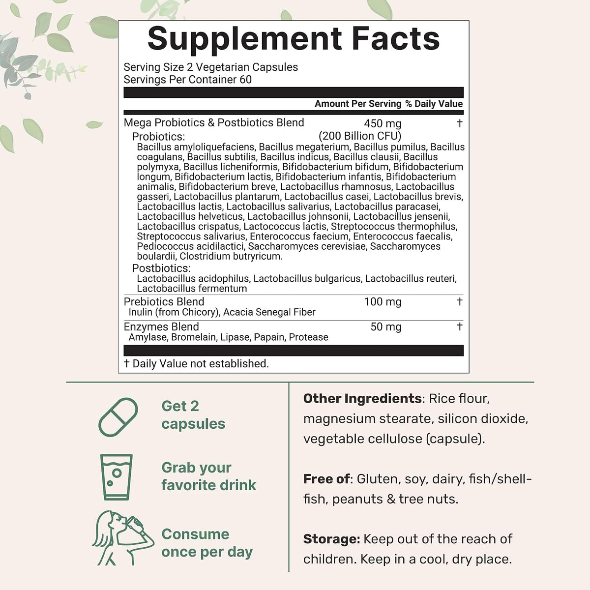 Micro Ingredients 8-in-1 Multi Collagen Pills & Mega Probiotics 200 Billion CFU Veggie Capsules | 2 Pack Bundle | Hydrolyzed Peptides + Hyaluronic Acid & Vitamin C | 40 Strains + Inulin & Bromelain