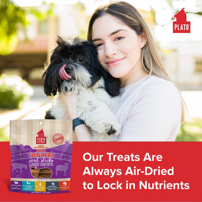 Plato Meat Sticks Salmon Dog Treats, Air-Dried High-Protein Soft Chews with Omega Fish Oil (EPA & DHA), 10 oz