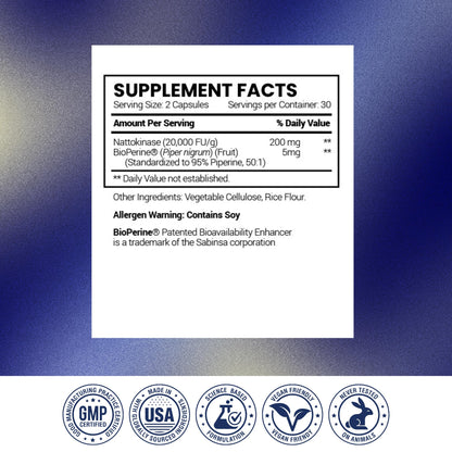 Research Verified Nattokinase - 4000 FU - Circulatory Support - BioPerine, No Vitamin K2-60 Capsules - Pack of 3