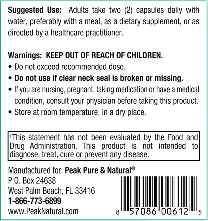 Peak Pure & Natural Maximum Endurance Supplement – Supports Hormone Health & Nitric Oxide Levels – Workout & Recovery Formula with Nitrosigine, DMG & DIM