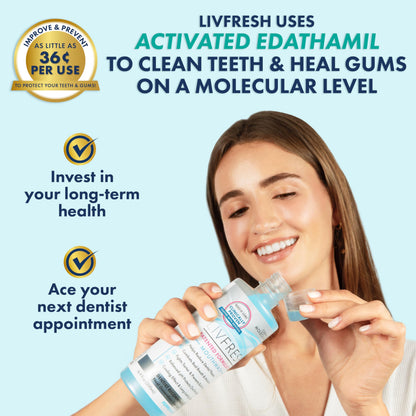 LIVFRESH Mouthwash, Clinically Proven, 163% Better Tartar Control, 114% Better Gum Health, 72% Better Plaque Reduction, 38% Better at Eliminating Bad Breath,