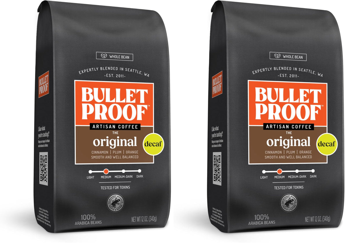 Bulletproof Original Medium Roast Whole Bean Coffee, 12 Ounces, Clean Coffee Tested for Toxins