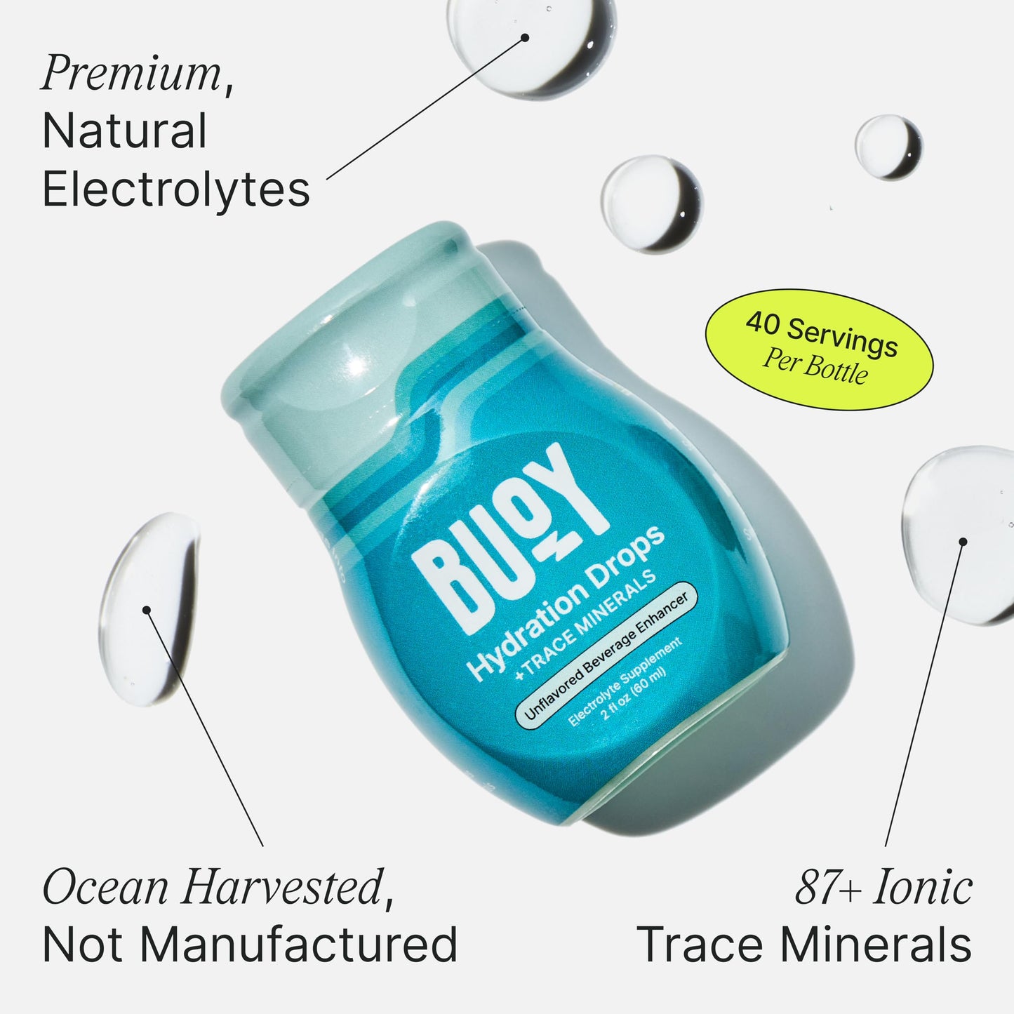 Buoy Electrolyte Drops | 120 Servings | No Sugar, No Sweeteners | 87+ Trace Minerals, Vitamins & Antioxidants | Subtle Mineral Taste