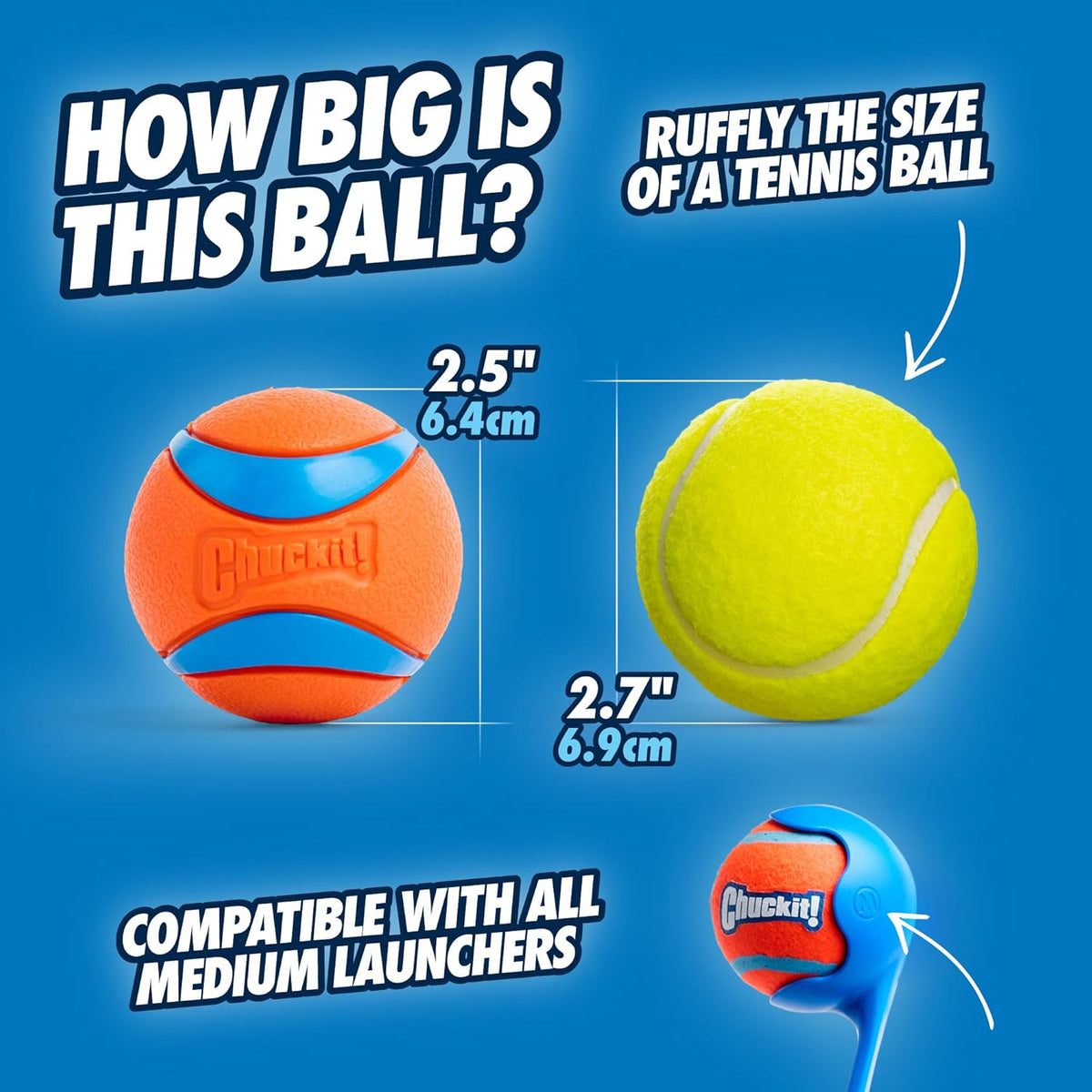 Chuckit! Ultra Ball Dog Toy, Durable Rubber, Medium 2.5-in, 2 Pack | Made from Durable Rubber with an Extra-Thick Core, This Bouncy Fetch Ball Floats in Water for Lasting Games of Fetch