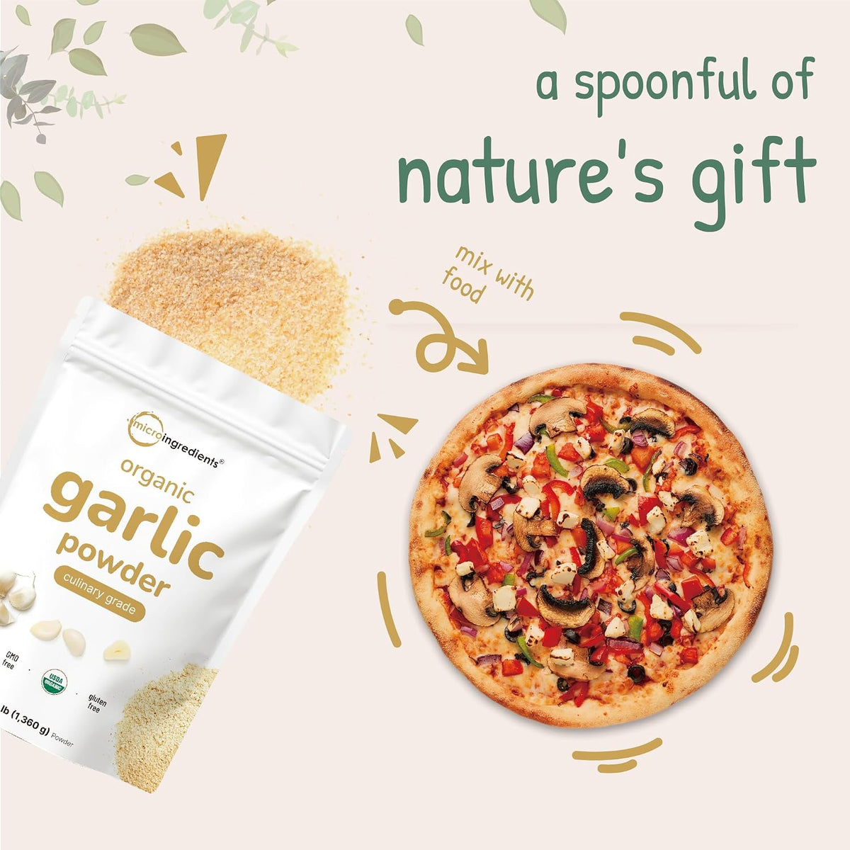 Organic Garlic Powder, 3 lb | Premium Raw Allium Sativum Bulb | Pungent & Savory Flavor | Great for Meats, Vegetables & Spice Mixes | Additive Free, Non-GMO, Bulk Supply