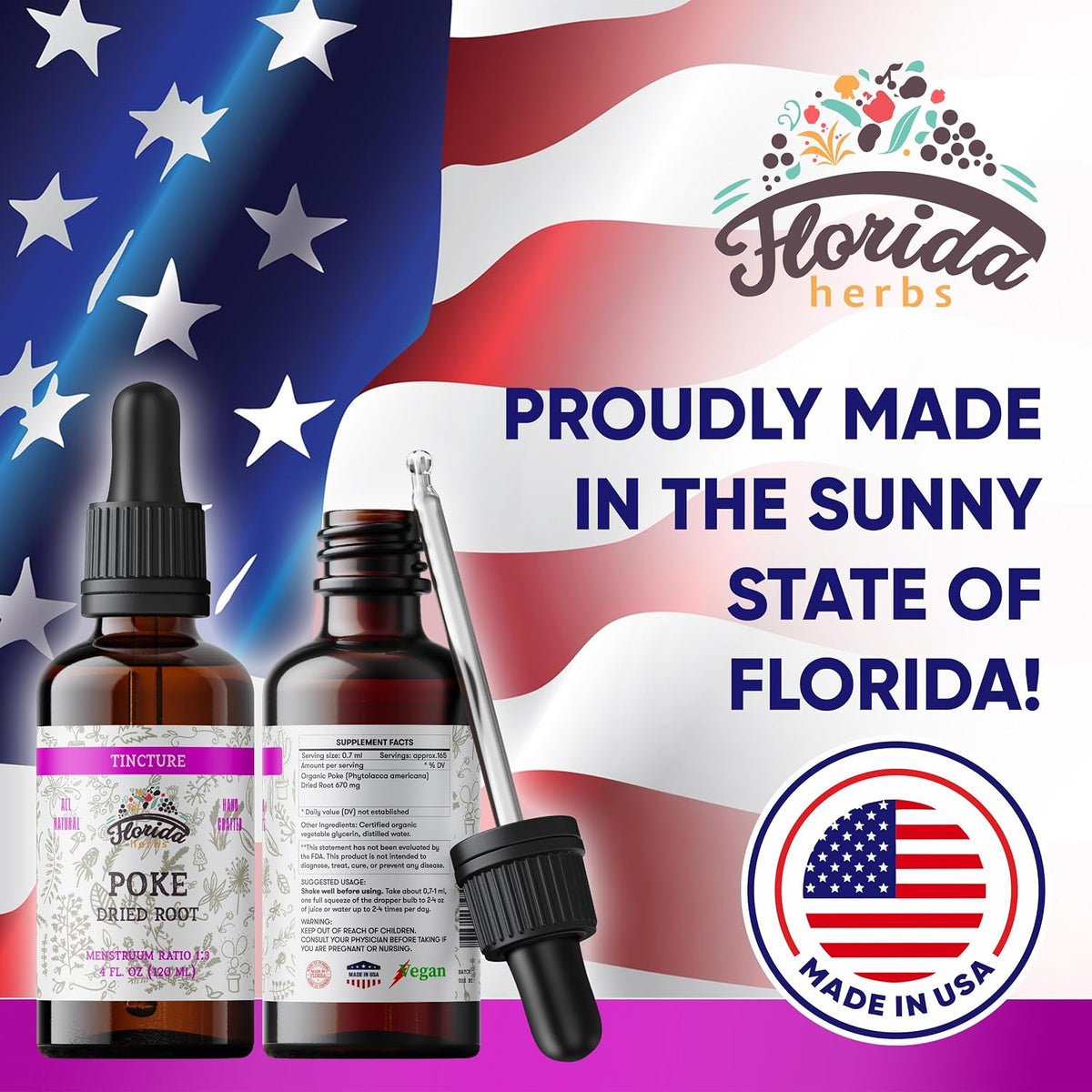 Organic Poke Root Tincture | Poke Extract Liquid for Immune & Lymphatic Support | Alcohol-Free, Vegan, Non-GMO Supplement | Made in USA | 2 Fl Oz