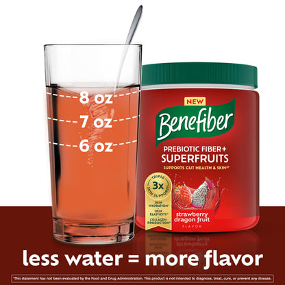 Benefiber Prebiotic Friendly Fiber + Superfruits Dietary Supplement, Strawberry Dragon Fruit Flavor, 8.8 oz (250g)