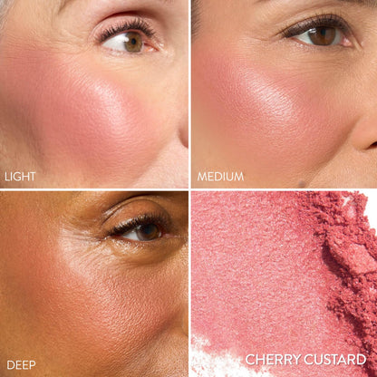 LAURA GELLER NEW YORK Baked Blush-n-Brighten for Mature Skin - 04 Cherry Custard - Powder Blush Won't Settle into Fine Lines - Buildable Natural Finish – Longlasting Formula - Made in Italy