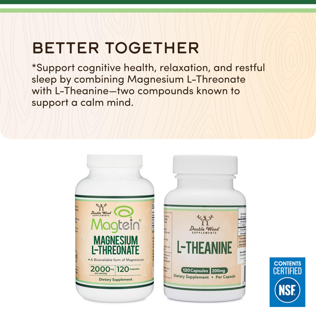 Magnesium L Threonate, Magtein - NSF Certified - Sleep and Cognitive Support – High Absorption – Most Bioavailable Form of Magnesium – 2,000 mg – 120 Capsules
